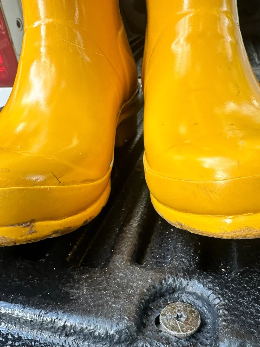 Hunter Kids Bright Yellow Gloss Rain Boots with Side Buckle
